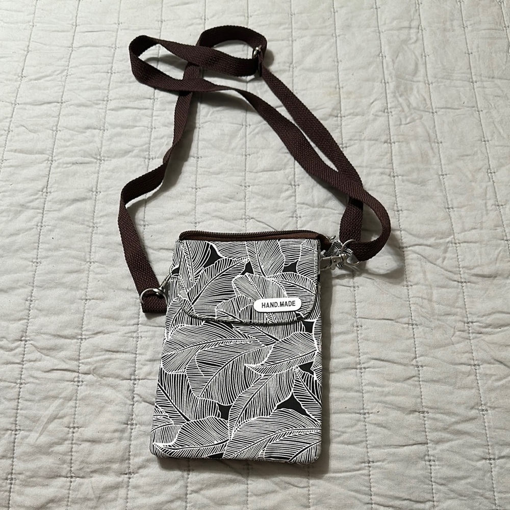 Brown and White Modern Crossbody Bag